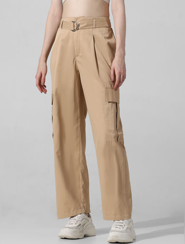 Brown High Rise Co-ord Set Cargo Pants
