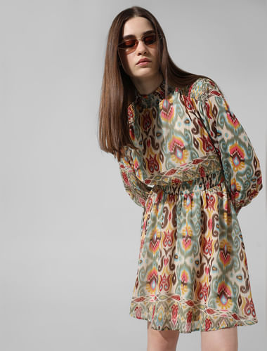 Multi-Colour Abstract Print Dress