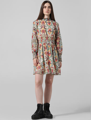 Multi-Colour Abstract Print Dress