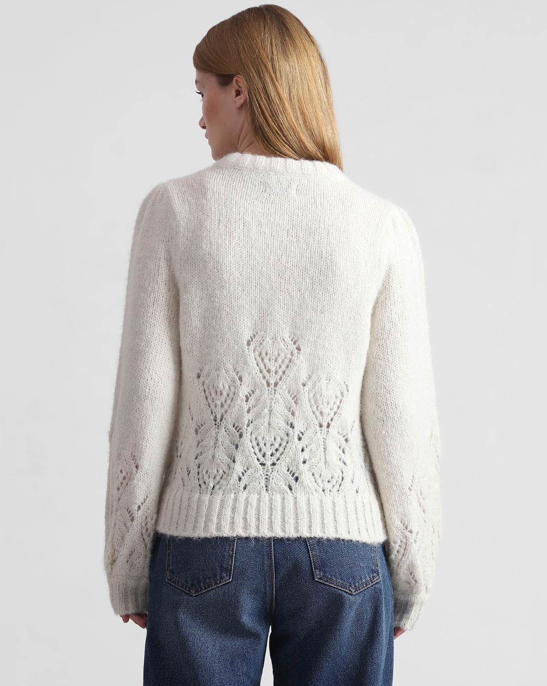 ONLY Cream Pointelle Knit Pullover