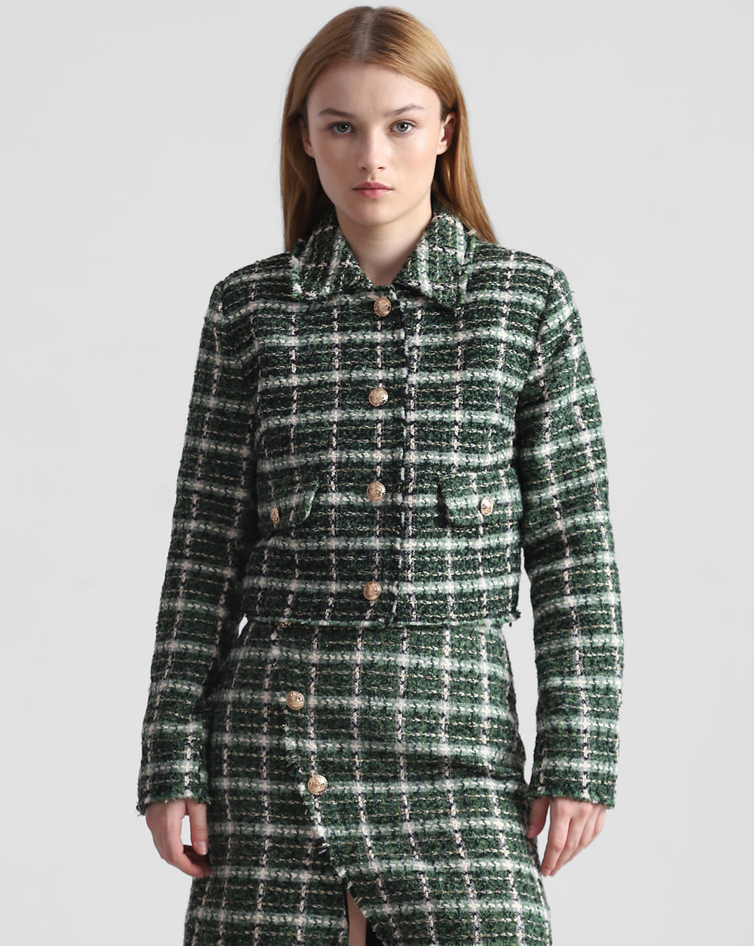 ONLY Green Tweed Check Co-ord Set Jacket