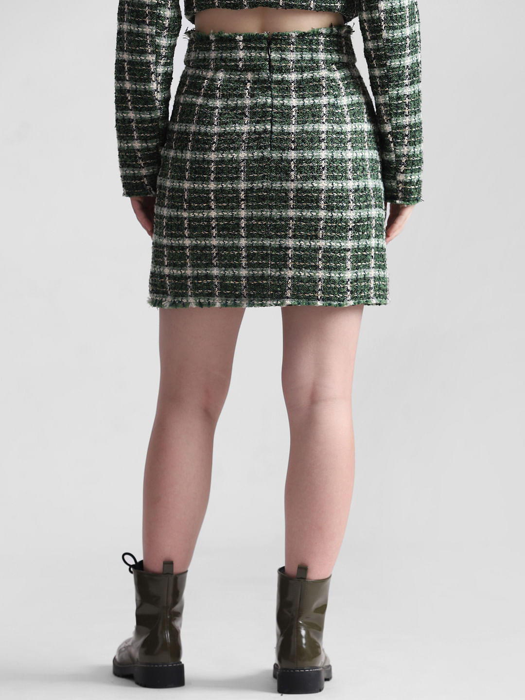 Green check high hotsell waist mini skirt