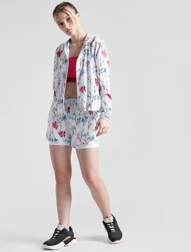 PLAY White Floral Hooded Training Jacket