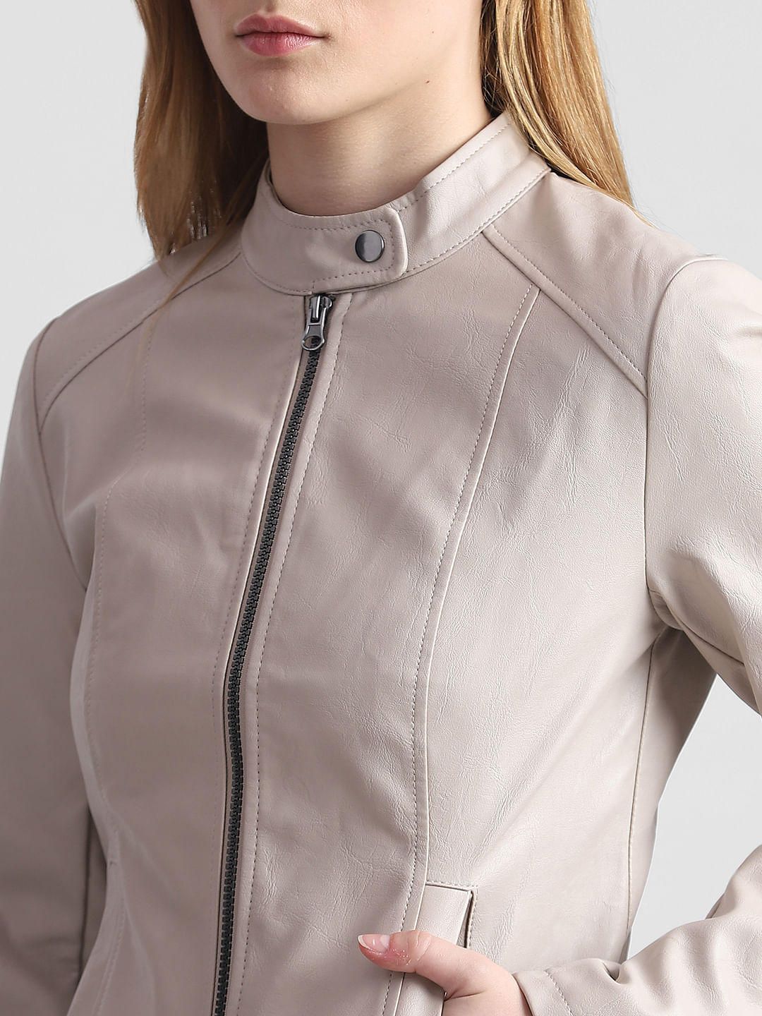 Express pink leather on sale jacket