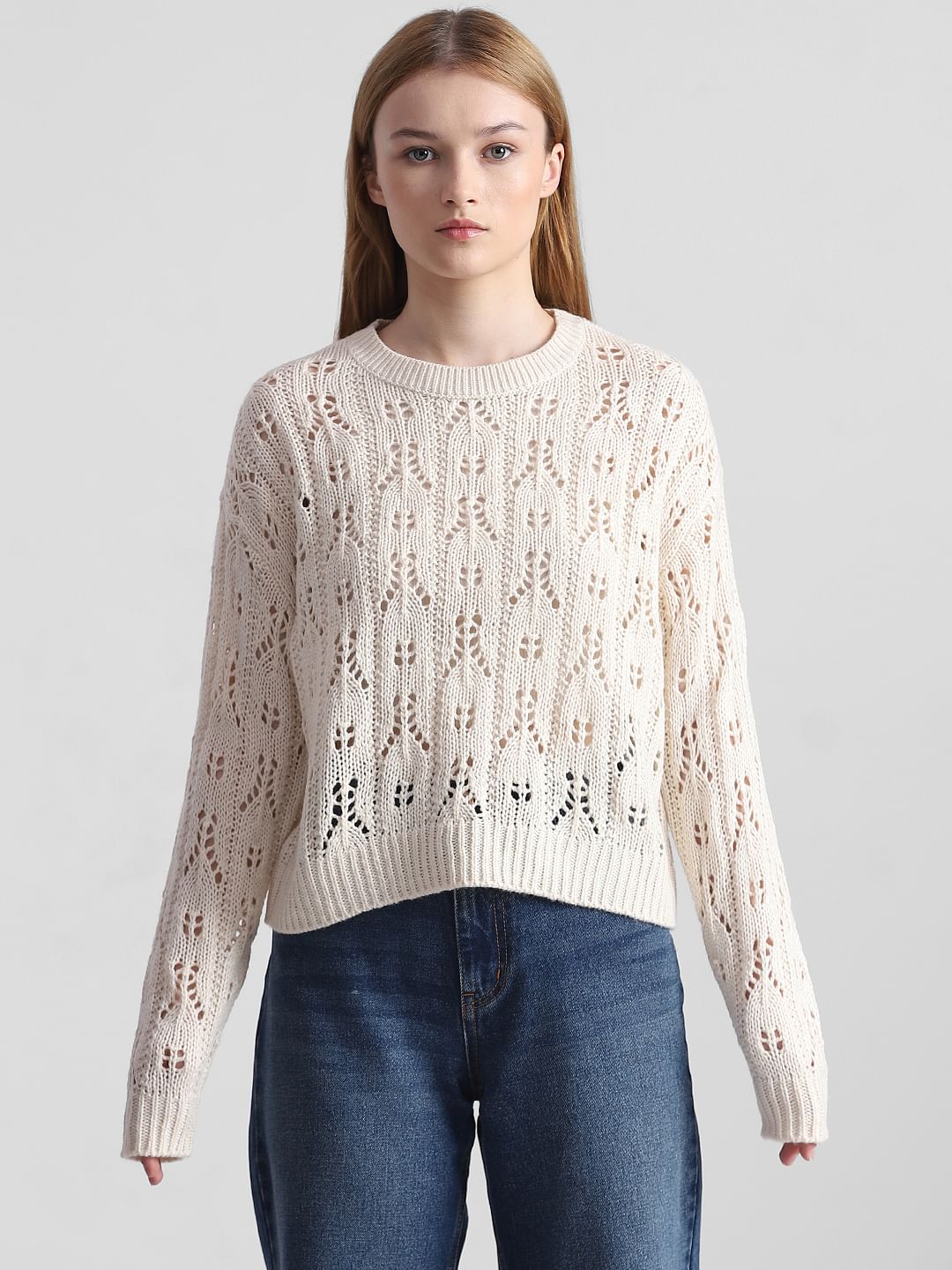 Pointelle hot sale knit sweater