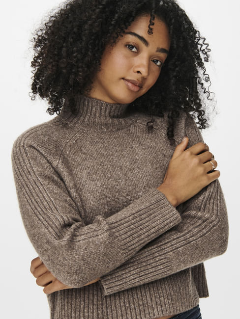 Brown High Neck Pullover