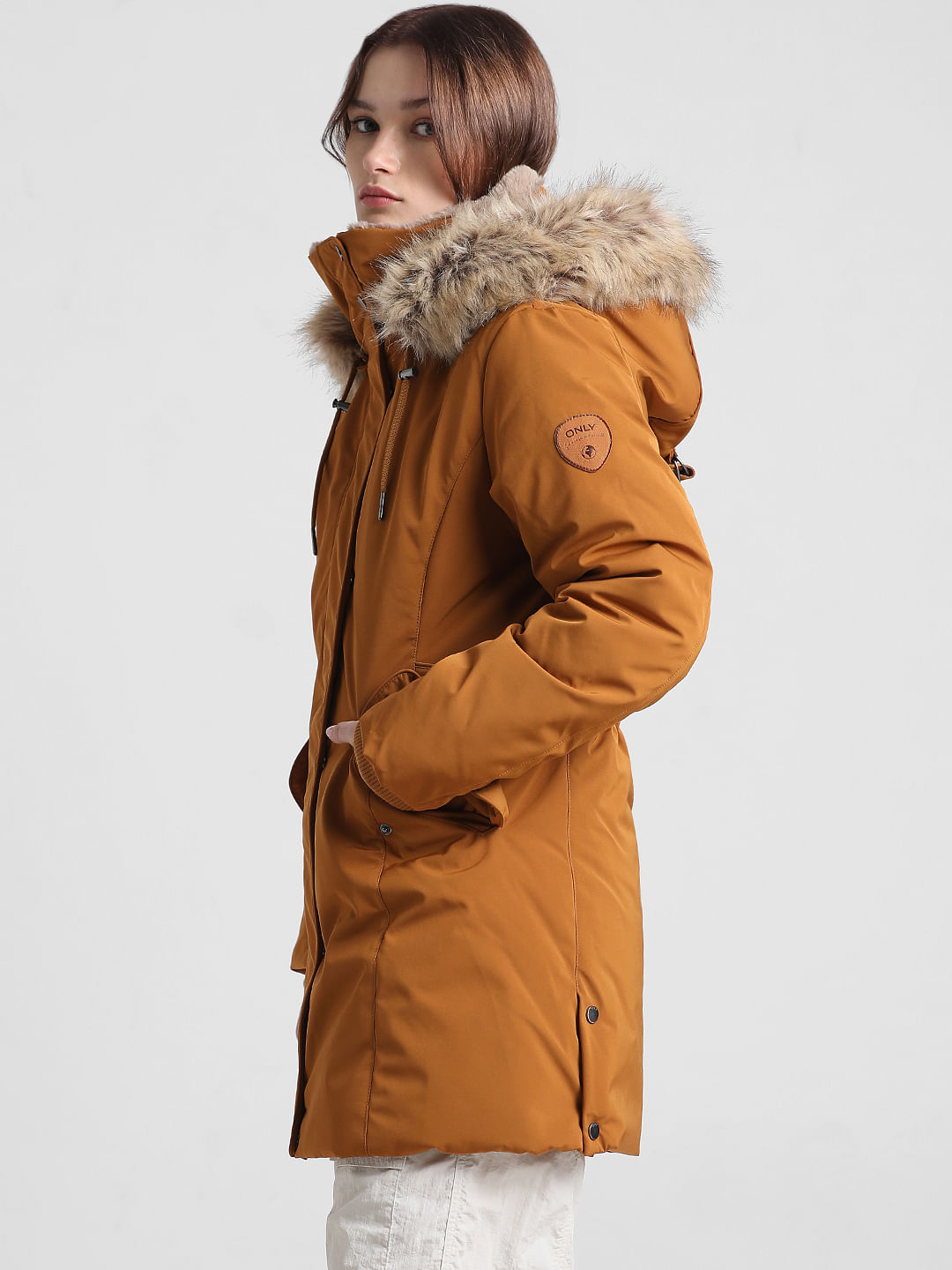 Brown Faux Fur Parka Jacket