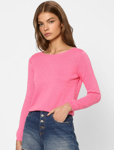 Pink Textured Pullover