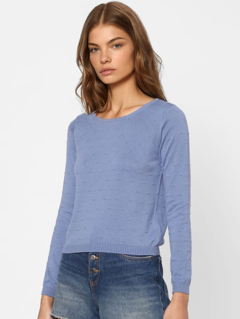 Blue Textured Pullover