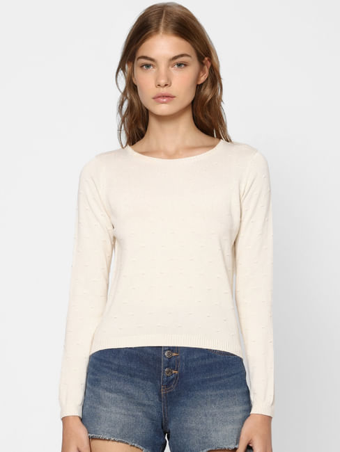 Buy Light Beige Textured Pullover for Women | ONLY | 222193208