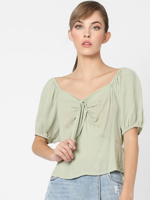 Green Bow Detail Top