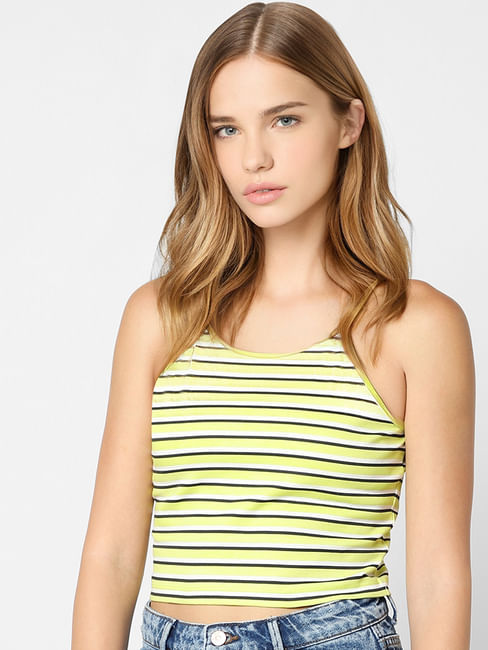 Yellow Striped Strappy Top