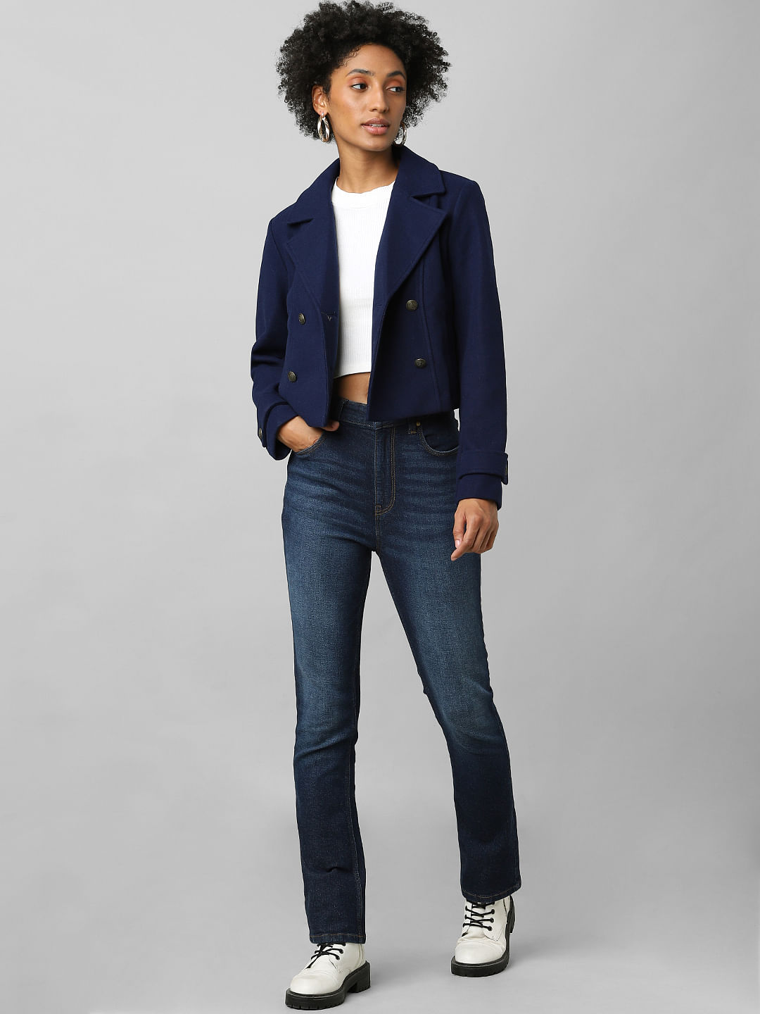 Buy Navy Double Breasted Tailored Blazer Online in India