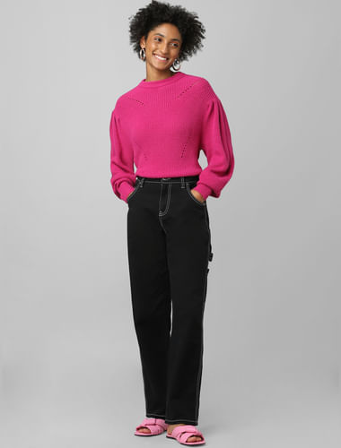 Pink Cuff Sleeves Pullover