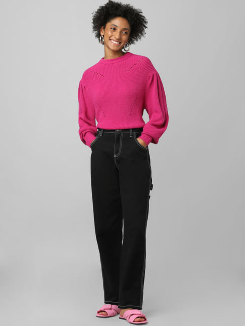 Pink Cuff Sleeves Pullover