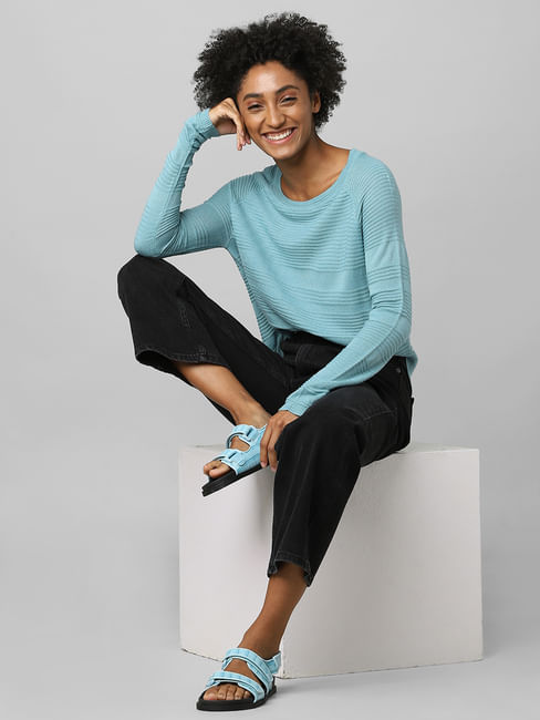 Turquoise Knitted Pullover