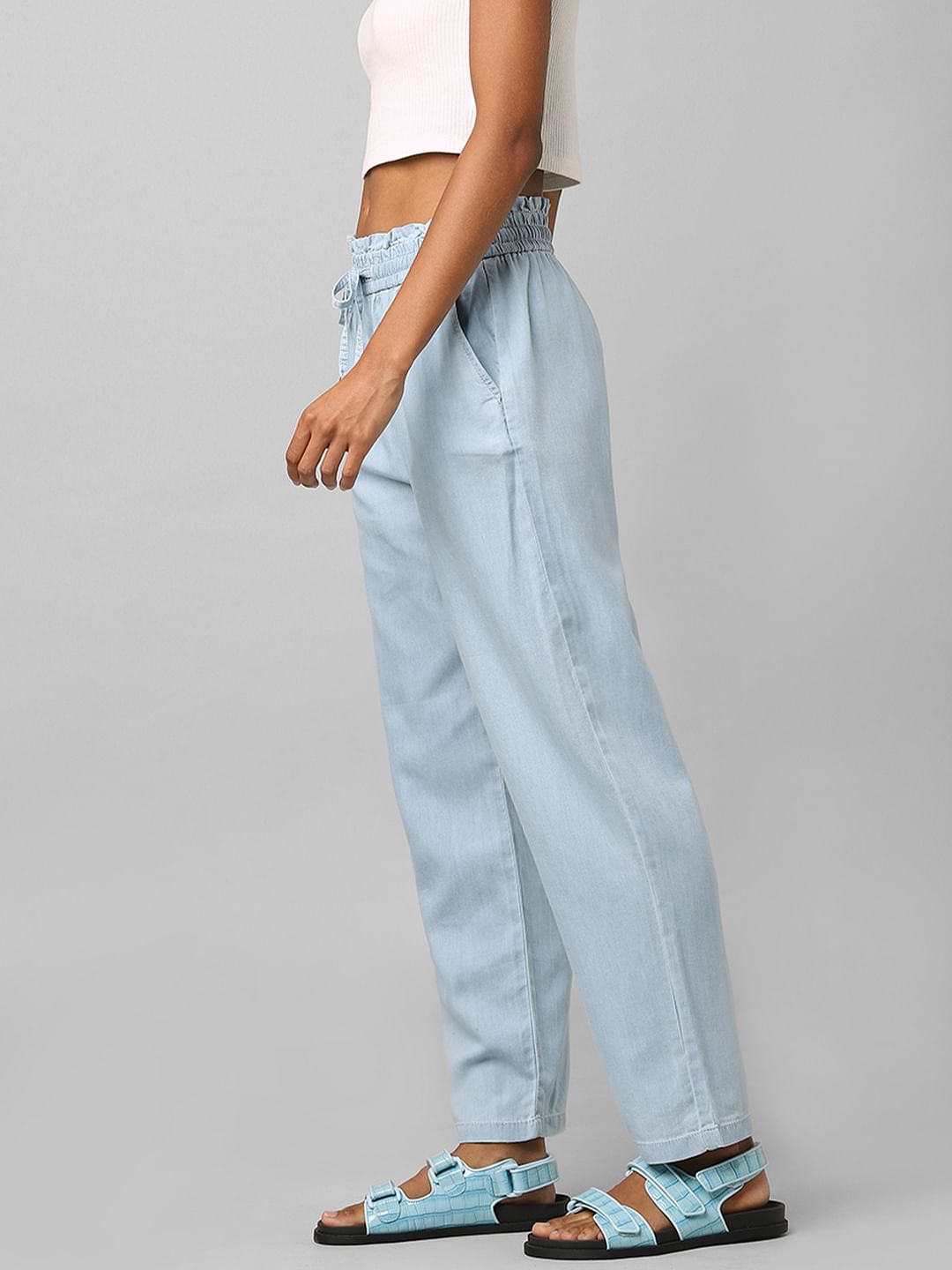 High waisted drawstring pants sale