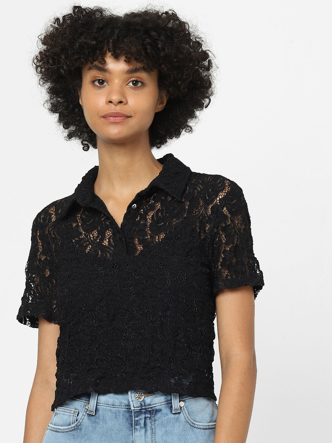 Black lace on sale top with jeans