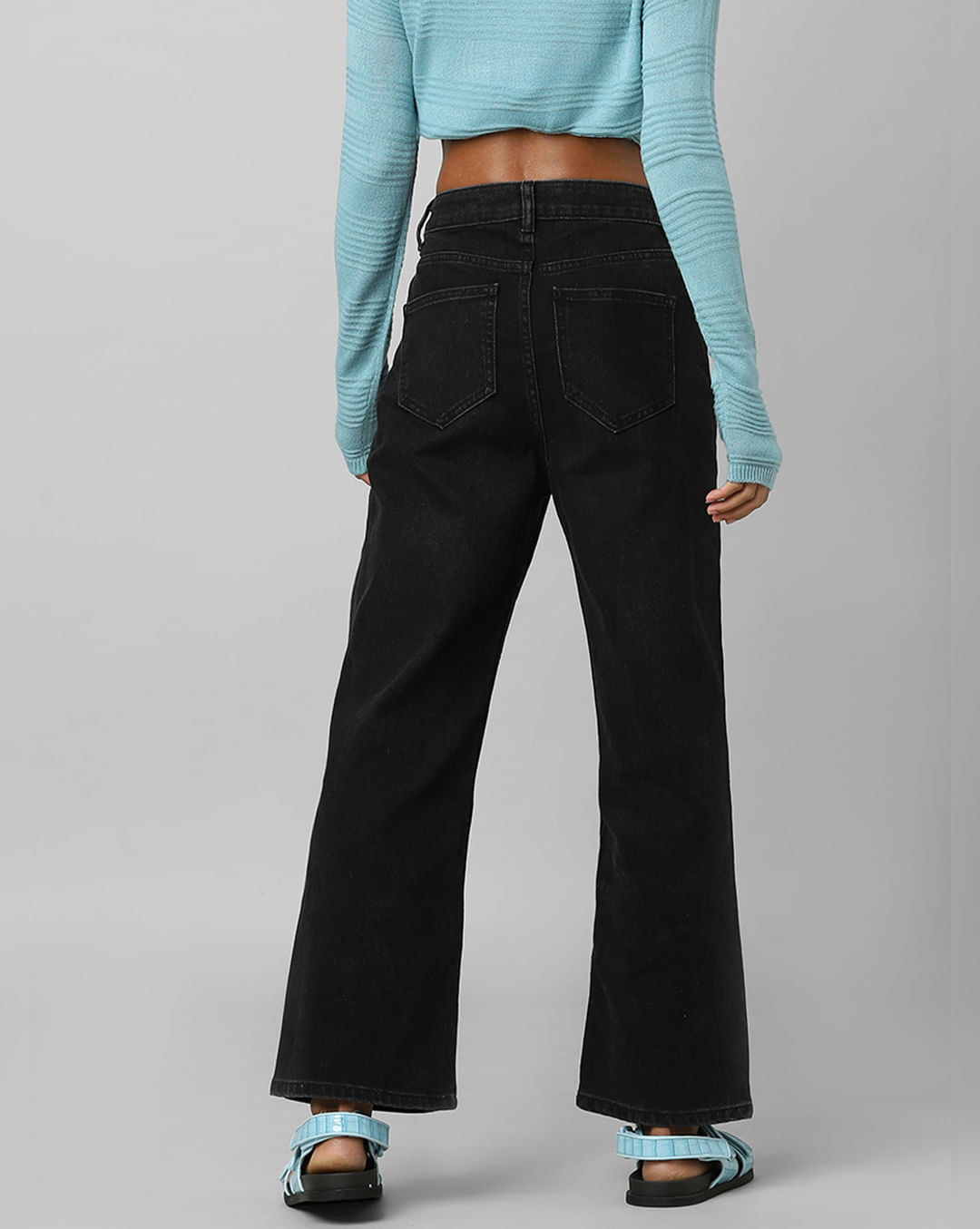 Buy Black High Rise Wide Leg Jeans For Women Online - ONLY