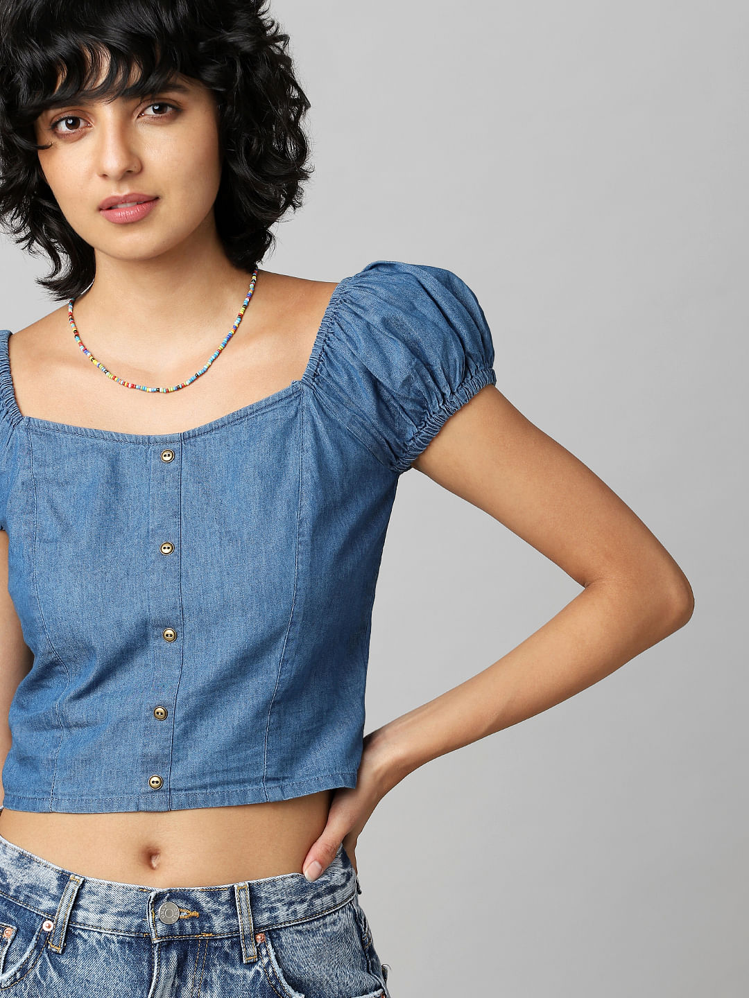 Blue denim on sale top