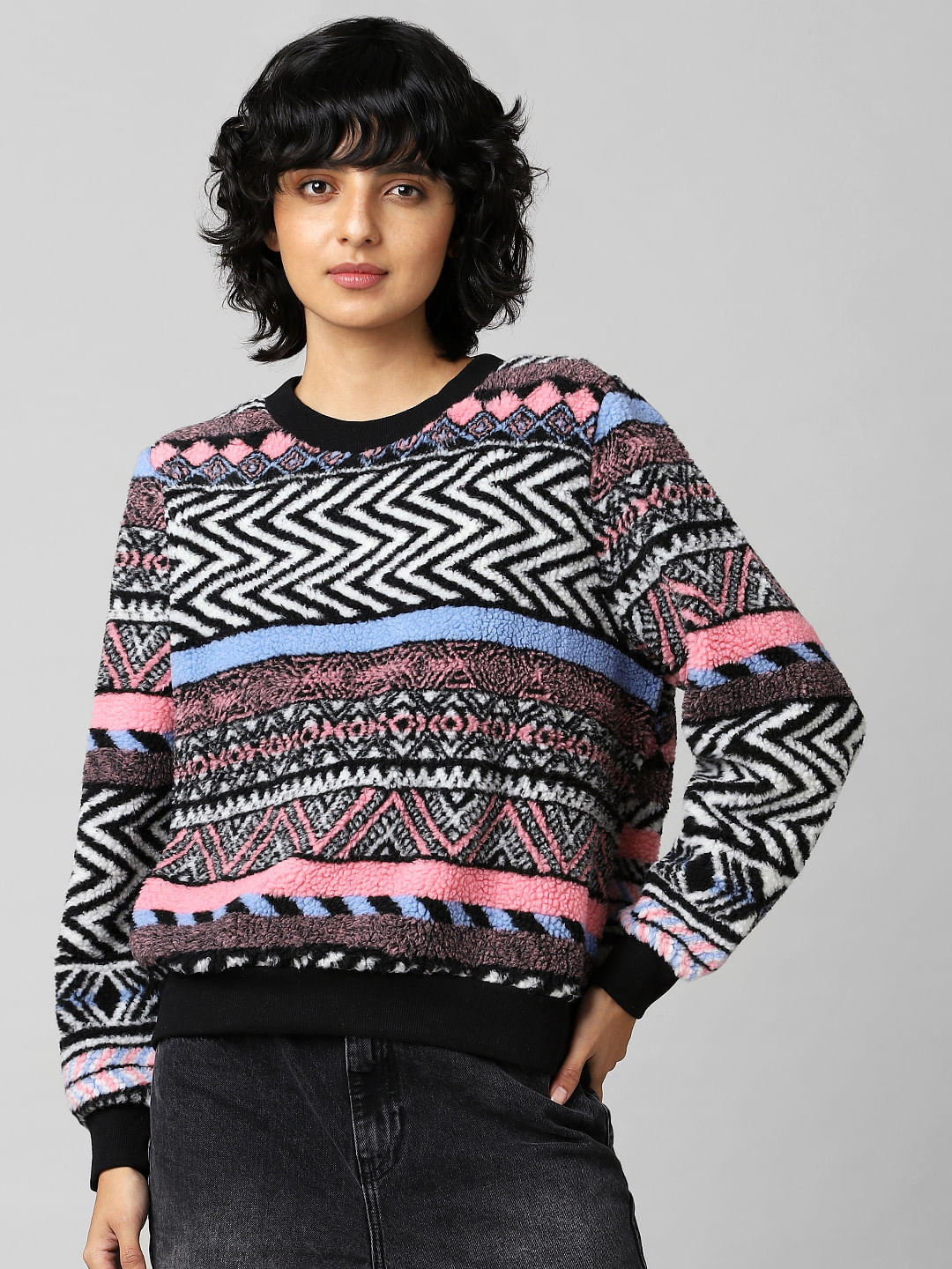 WOMEN FASHION Jumpers & Sweatshirts Hoodless Multicolored L discount 50% Pull&Bear sweatshirt 
