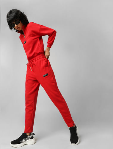 Red High Rise Co-ord Sweatpants