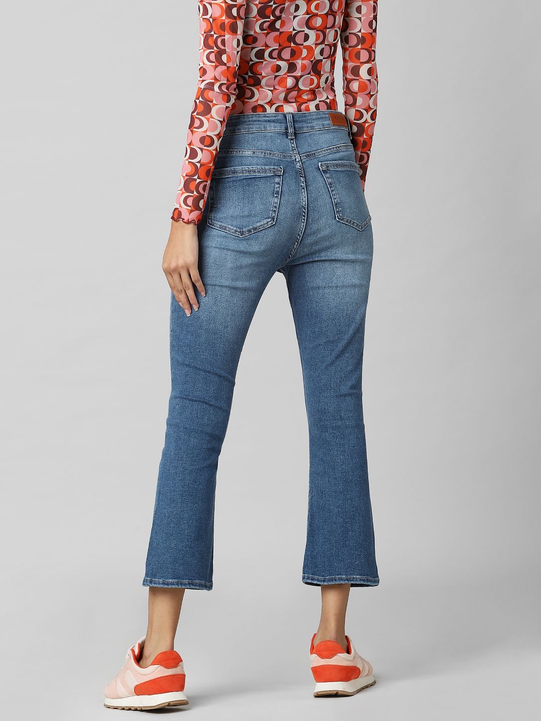 fit and flare cropped jeans