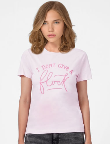 Pink Slogan Print T-shirt