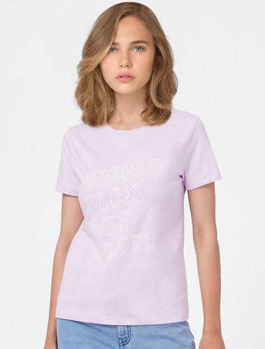 Purple Slogan Print T-shirt