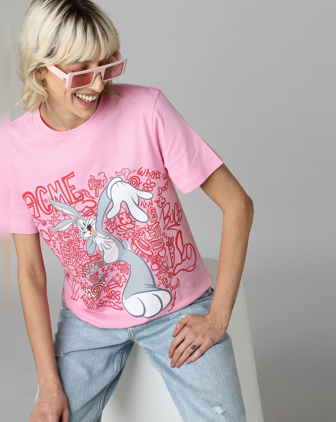 X Tunes Printed Pink Looney T-shirt