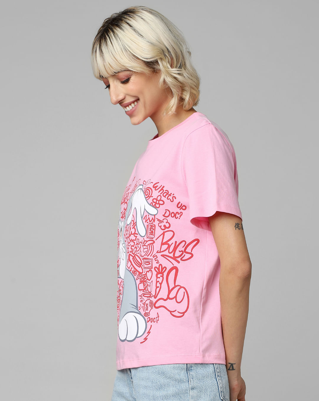 Tunes X Looney Printed Pink T-shirt