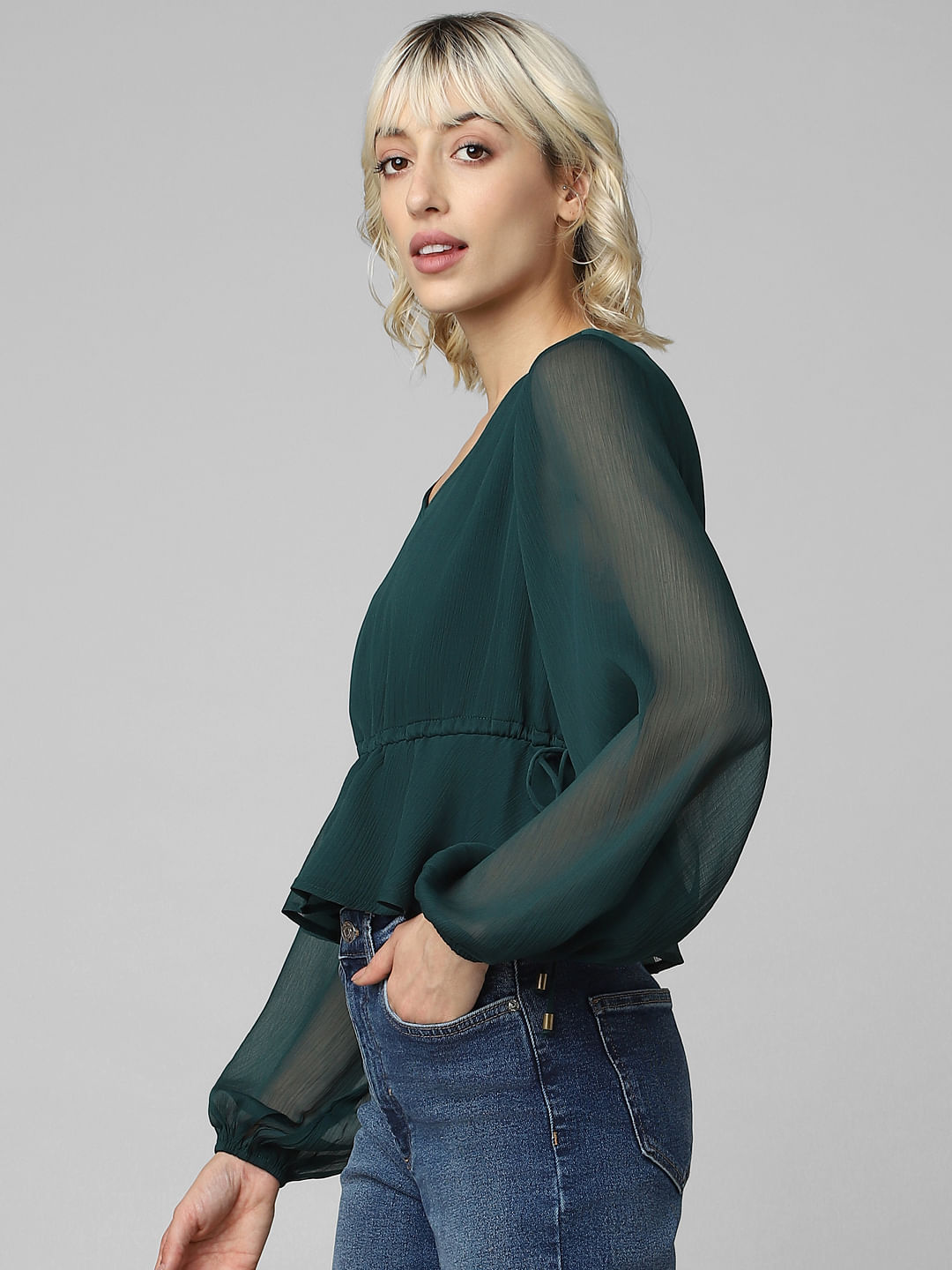 Dark green 2025 peplum top