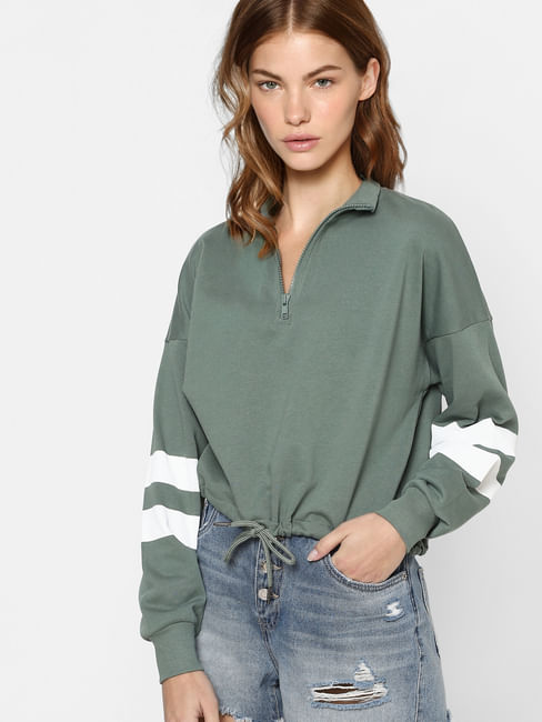 Green High Neck Sweatshirt