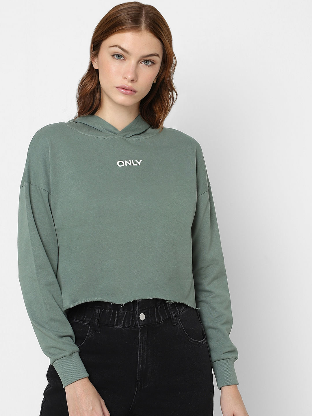 Cropped hotsell sweatshirt green