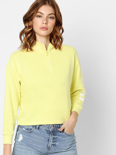 Yellow Cropped Sweatshirt