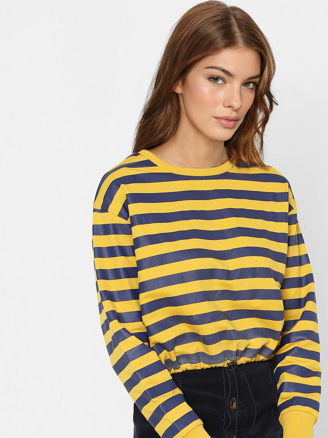 Black and yellow outlet striped sweatshirt