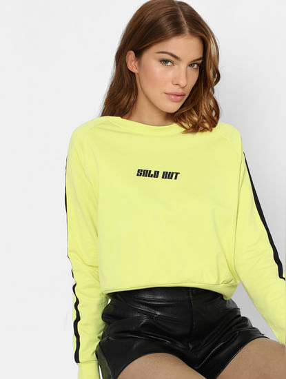 Yellow Text Print Sweatshirt
