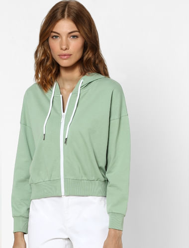 Green Zip Up Hooded Sweatshirt