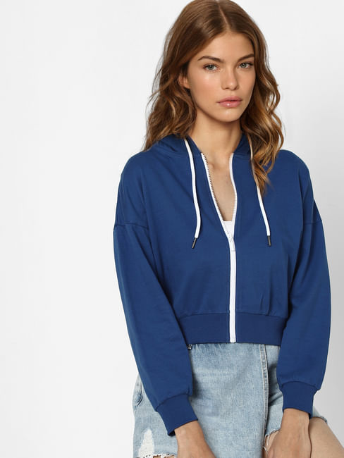 Blue Zip Up Hooded Sweatshirt