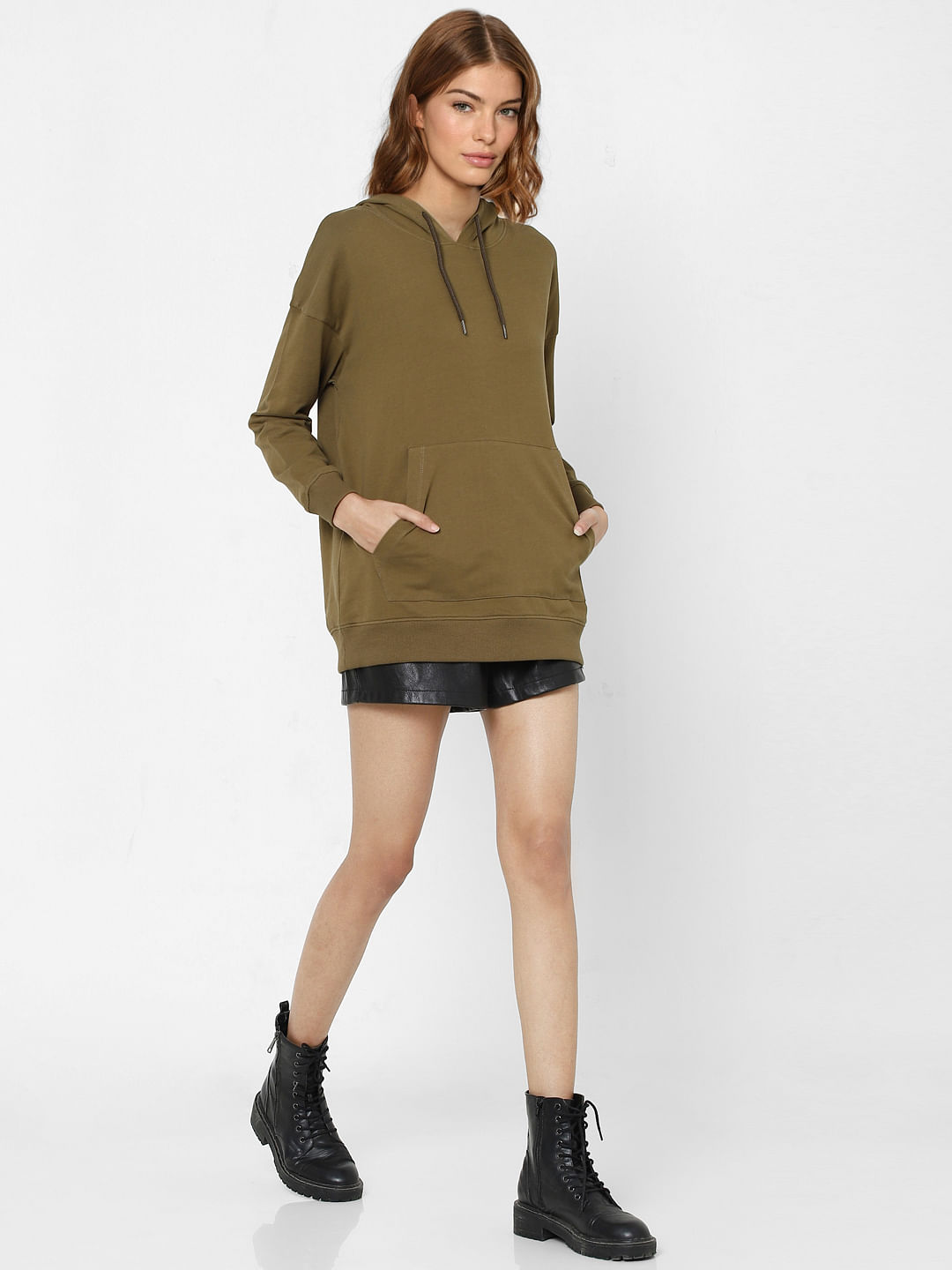 Olive green cheap hoodie dress