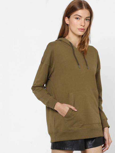 Olive Green Hooded Sweatshirt