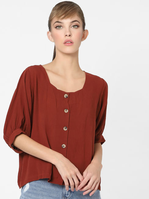 Red Button-Down Top