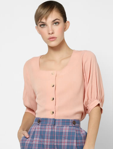 Pink Button-Down Top