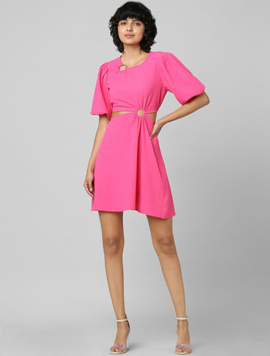 Pink Knot Cut-Out Fit & Flare Dress