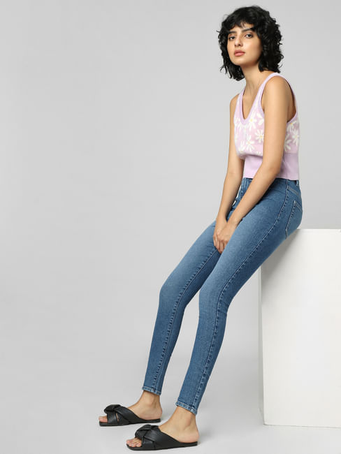 Blue High Rise Skinny Fit Jeggings