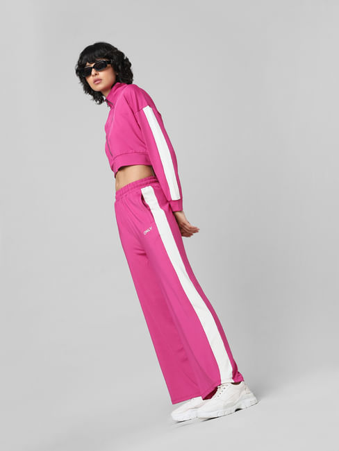 Pink High Rise Wide Leg Jersey CO-ORD Pant
