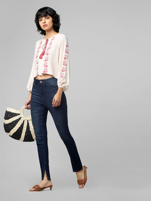 Pink Embroidered Crepe Top