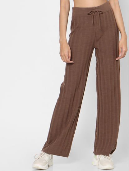 Brown Striped Flared Pants