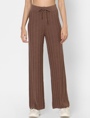 Brown Striped Flared Pants