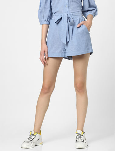 Blue Cotton Co-ord Shorts